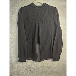 Miss Me Women Black Lace Layered‎ Beaded Button Down Blouse MDT879L Size L